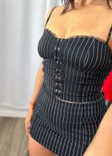 Load image into Gallery viewer, BLACK STRIPE SKIRT SET

