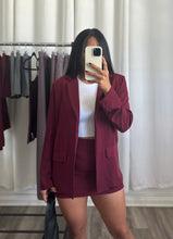 Load image into Gallery viewer, BURGUNDY BLAZER AND SKIRT SET
