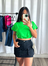 Load image into Gallery viewer, &quot;LORE&quot; BLACK CARGO DENIM SKIRT
